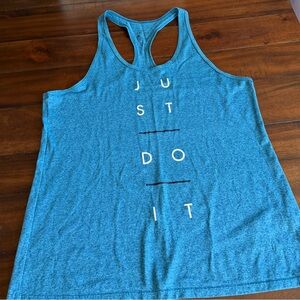 Nike Dri-Fit Women’s Large Racerback Tank Top Teal “Just Do It” Athletic